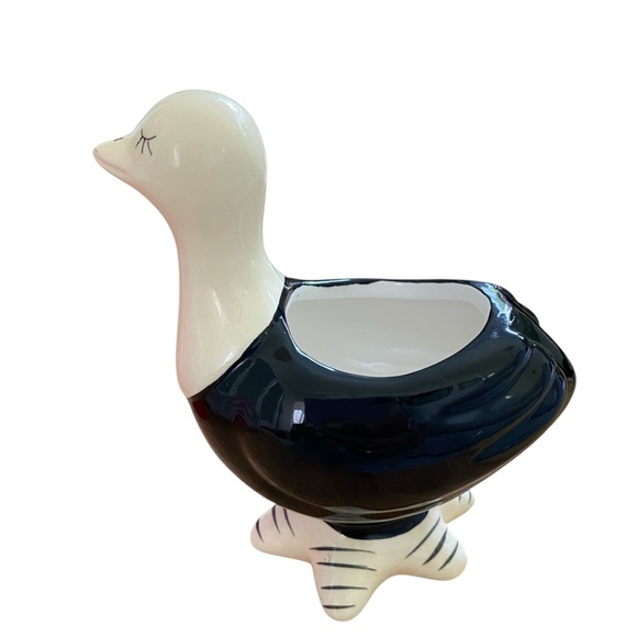 Ceramic Ostrich Planter in Cream and Black - Picture 2 of 8
